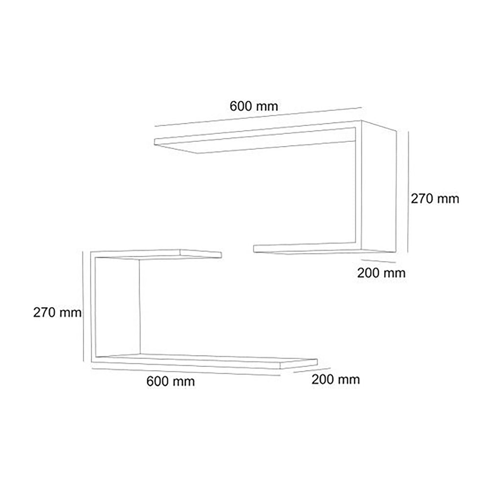 Wandregal - Set Årslev 2 - tlg. 27 x 60 x 20 cm bis ca. 5 kg [en.casa] - premiumXL