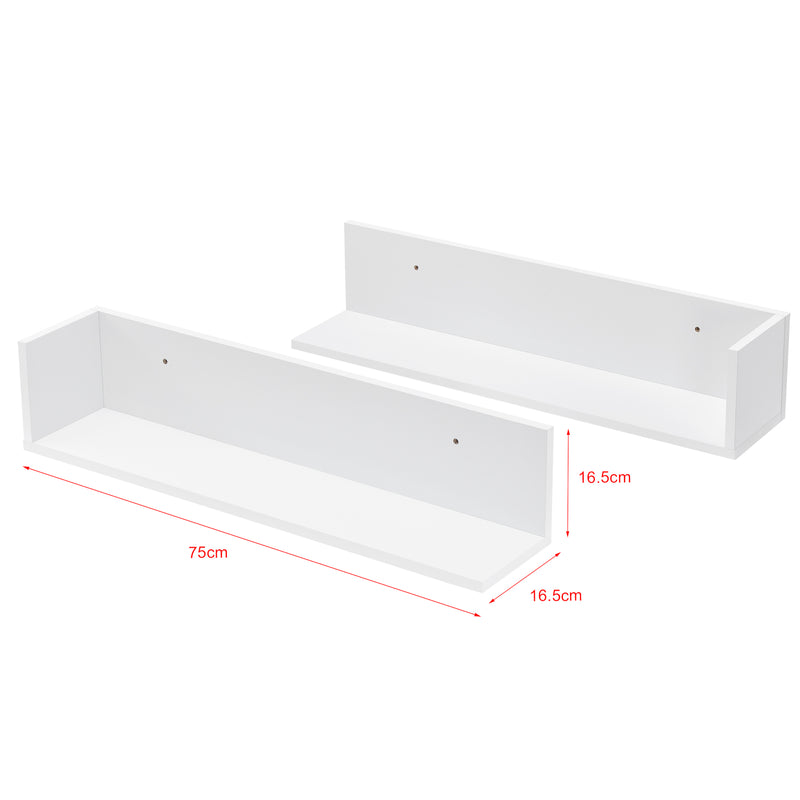 Měřítkový nákres Nástěnná police Elverum 75 x 16,5 x 16,5 cm sada 2 ks různé barvy en.casa