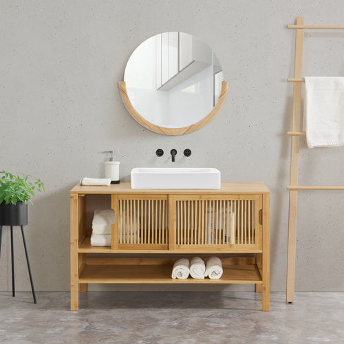 Waschbeckenunterschrank Hvaler 60x100x45cm Bambus [en.casa] - premiumXL