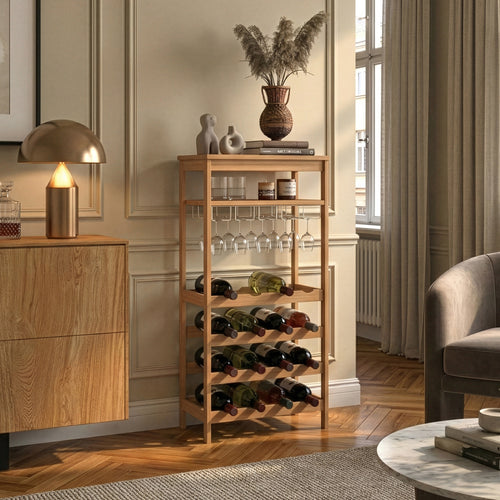 Regál na víno Fillby 100x47x29 cm bambus přírodní [en.casa]