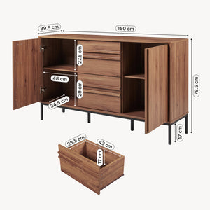 Sideboard Kilmandar 150x40x79 cm ořechový vzhled [en.casa]