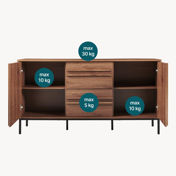 Sideboard Kilmandar 150x40x79 cm ořechový vzhled [en.casa]