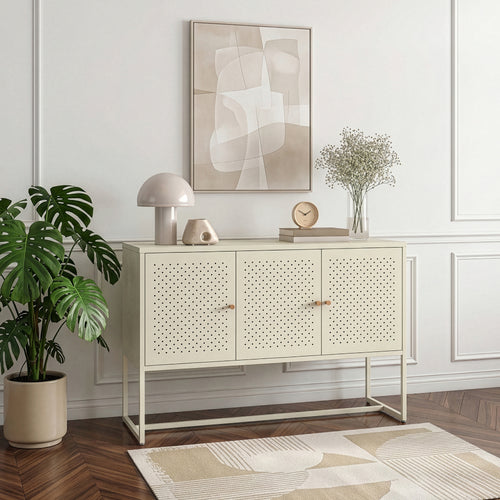 Sideboard Viitasaari 120x40x80 cm ocel Krémově bílá [en.casa]