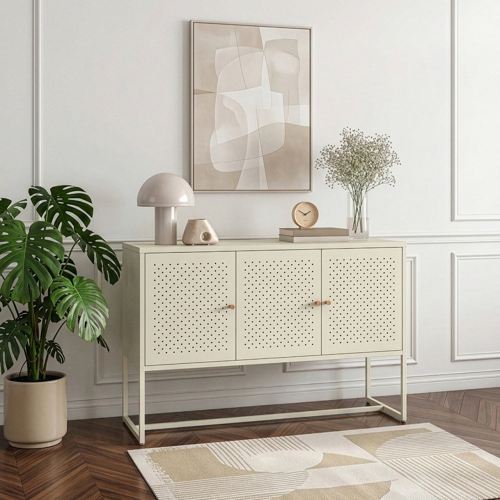 Sideboard Viitasaari 120x40x80 cm ocel Krémově bílá [en.casa]
