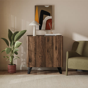Komoda Trorlon 83x80x40 cm ořechový vzhled/travertin [en.casa]