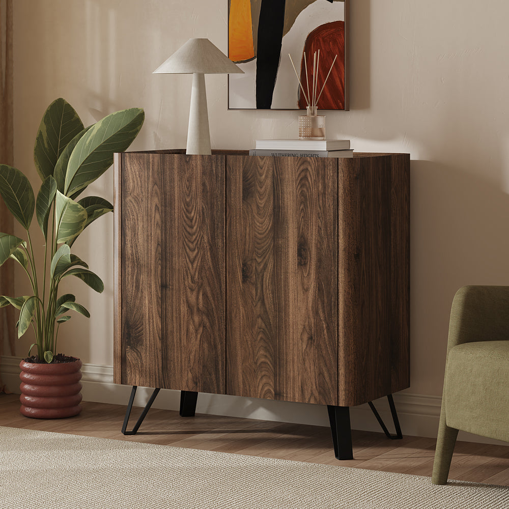 Komoda Trorlon 83x80x40 cm ořechový vzhled/travertin [en.casa]