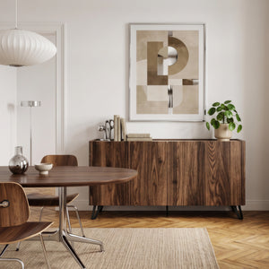 Sideboard Trorlon 160x40x83 cm ořechový dekor/travertin [en.casa]