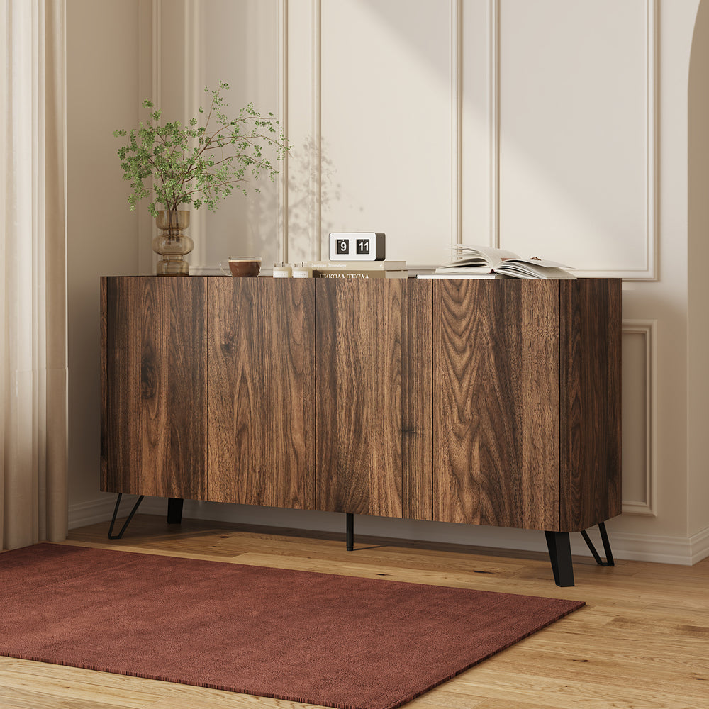 Sideboard Trorlon 160x40x83 cm ořechový dekor/travertin [en.casa]