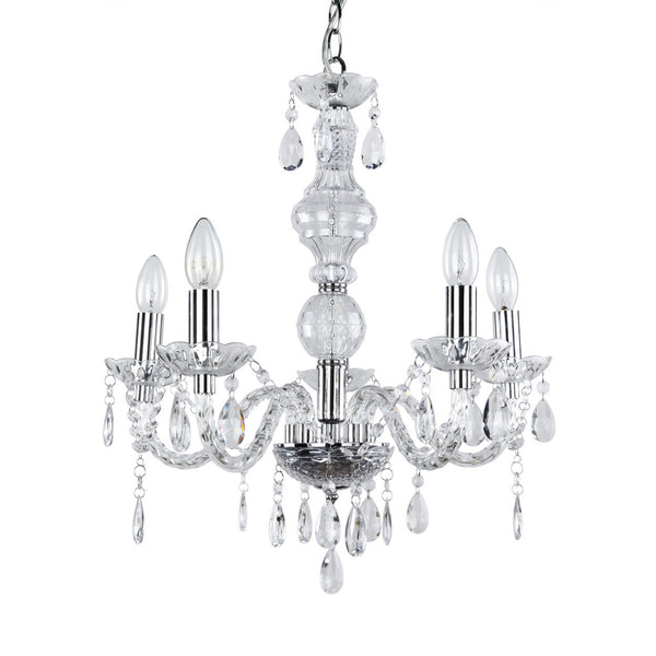[lux.pro]® Elegantní lustr HT167322 – pětiramenné stropní svítidlo – 5 x E14 - chromový