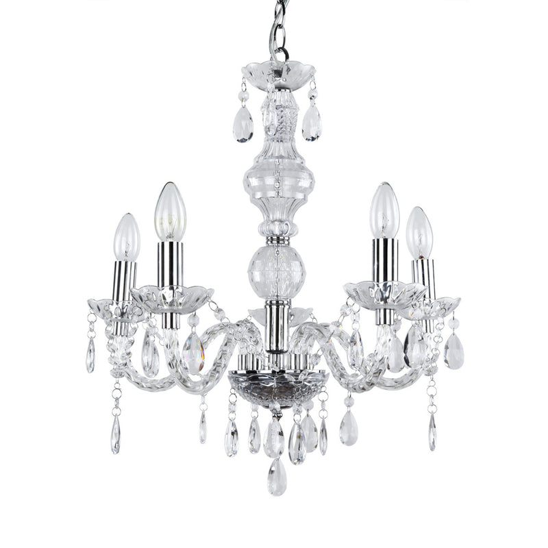 Maßskizze [lux.pro]® Elegantní lustr HT167322 – pětiramenné stropní svítidlo – 5 x E14 - chromový